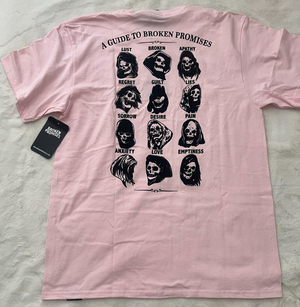 Broken Promises Pink Graphic T Shirt Mens Large A Guide To Broken Promises New